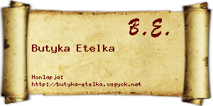 Butyka Etelka névjegykártya